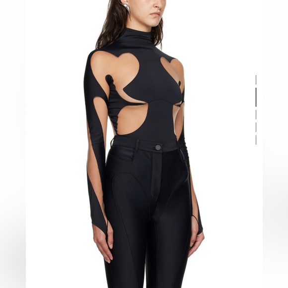 MUGLER rodeo, Black hearts 🖤 cut out bodysuit with sheer mesh panels, lu… - Picture 4 of 16